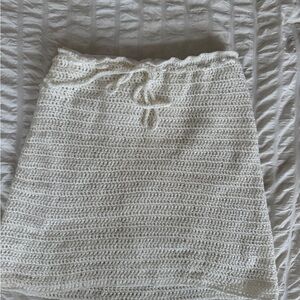White Crochet Drawstring Skirt